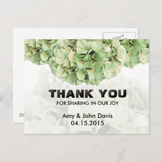 Groene hortensia bruiloft dank u notities hortensi (Voorkant / Achterkant)