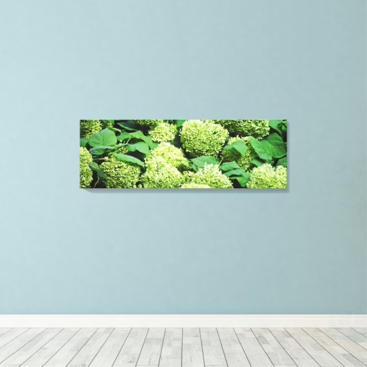 Groene hortensia canvas afdruk (Insitu (Houten vloer))