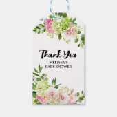 Groene hortensia roze bloemenballonnen cadeaulabel (Voorkant)