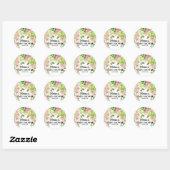 Groene hortensia roze florals cupcake toppers ronde sticker (Vel)