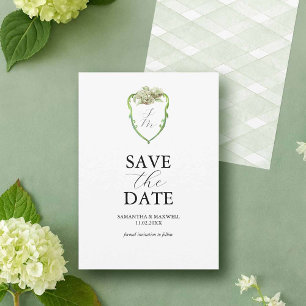 Groene Hortensia Trouw Monogram Save The Dates Date