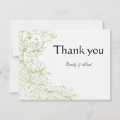 Groene hortensia vogels & wervelingen bruiloft dan bedankkaart (Voorkant)