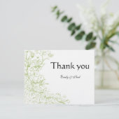 Groene hortensia vogels & wervelingen bruiloft dan bedankkaart (Staand voorkant)