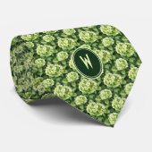 Groene Hortensia's Floral Stropdas (Opgerold)