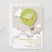 Groene Hot Air ballon en Kinderen van wolken, zate Kaart (Voorkant)