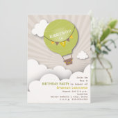 Groene Hot Air ballon en Kinderen van wolken, zate Kaart (Staand voorkant)