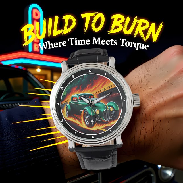 Groene Hot Rod, Vuurweg  Horloge (Creator heeft geüpload)