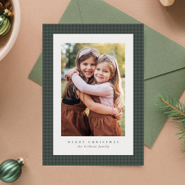 Groene houndstooth lijst klassieke kerstfoto feestdagenkaart