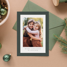 Groene houndstooth lijst klassieke kerstfoto feestdagenkaart