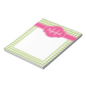 Groene houndstooth Pattern roze Monogram Notitieblok (Linkerzijde)
