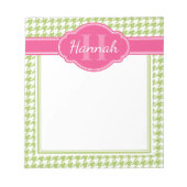 Groene houndstooth Pattern roze Monogram Notitieblok (Voorkant)