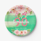 Groene houten bloemen papieren bordje (Voorkant)