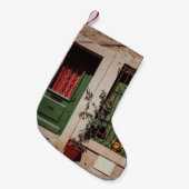 GROENE HOUTEN DEUR MET GROEN PLANT KLEINE KERSTSOK (Voorkant (Hangend))