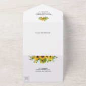 Groene Houten Landelijke Zonnebloemen Bruiloftsgar All In One Uitnodiging (Buitenkant)