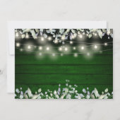 Groene houten slingerlichten potten bloemfotoweddi kaart (Achterkant)