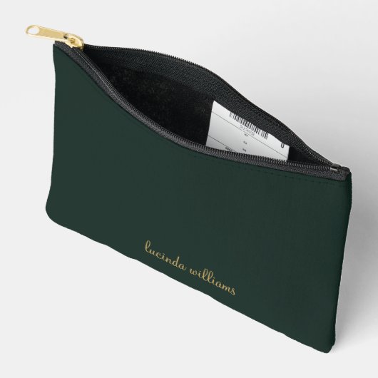 Groene houtskool | Chique Gold Script Monogram Etui (Open)