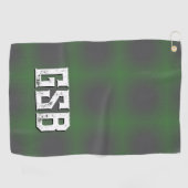 Groene Houtskool Grijs Vetgedrukte Witte Monogram  Golfhanddoek (Horizontaal)