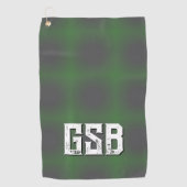 Groene Houtskool Grijs Vetgedrukte Witte Monogram Golfhanddoek (Voorkant)