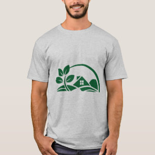 Groene Huis Blad Eco Vriendelijk Thuis Natuur T-Sh T-shirt