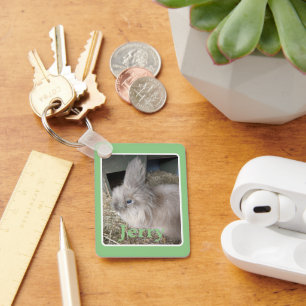 Groene Huis Bunny Photografie Keepomwille met naam Sleutelhanger