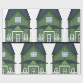 Groene Huis Cadeaupapier (Vlak)