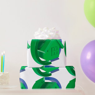 Groene Huis en pijlen Cadeaupapier