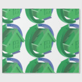 Groene Huis en pijlen Cadeaupapier (Vlak)