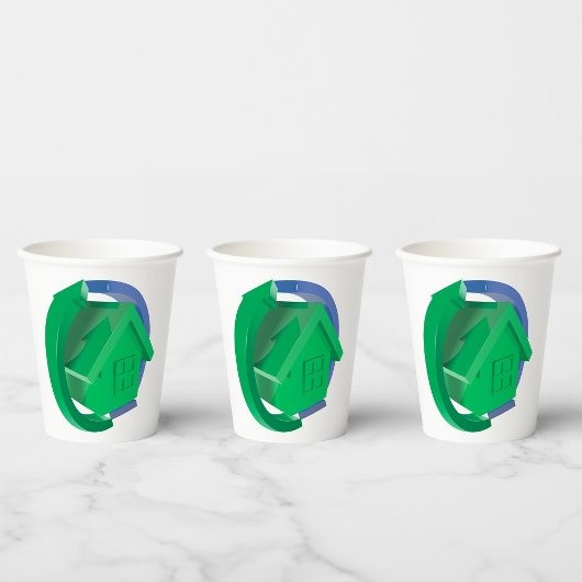 Groene Huis en pijlen Papieren Bekers