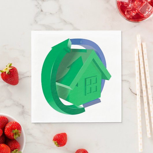 Groene Huis en pijlen Servet