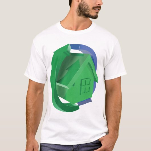 Groene Huis en pijlen T-shirt (Voorkant)