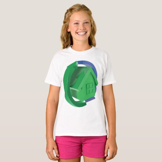 Groene Huis en pijlen T-shirt (Voorkant volledig)