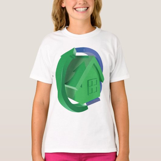 Groene Huis en pijlen T-shirt (Voorkant)