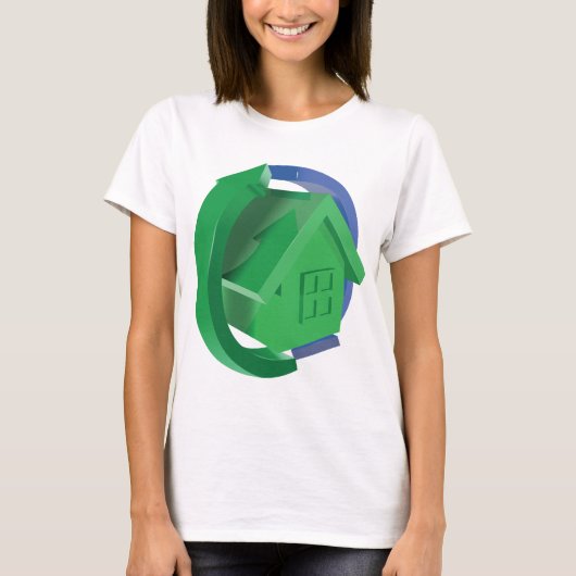 Groene Huis en pijlen T-shirt (Voorkant)
