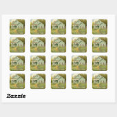 Groene Huis Huisfeest Vierkante Sticker (Vel)