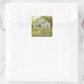 Groene Huis Huisfeest Vierkante Sticker (Tas)