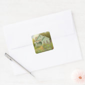 Groene Huis Huisfeest Vierkante Sticker (Envelop)