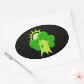 Groene Huis Ovale Sticker (Envelop)