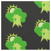 Groene Huis Patroon Stof (Close Up)