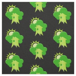Groene Huis Patroon Stof