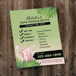Groene Huis schoonmaken van de klantendienst Flyer<br><div class="desc">Home Cleaning Service Greenery Housekeeping Flyers.</div>