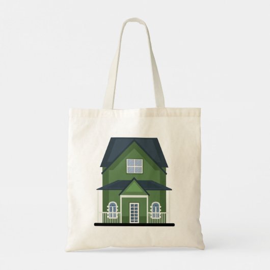 Groene Huis Tote Bag (Achterkant)