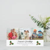 Groene hulst en rode bessen foto kerstkaart (Staand voorkant)