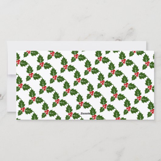 Groene hulst en rode bessen foto kerstkaart (Achterkant)