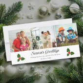 Groene hulst en rode bessen foto kerstkaart