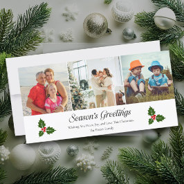 Groene hulst en rode bessen foto kerstkaart