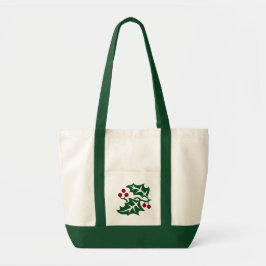 Groene Hulst en Rode Bessen Kerstvakantie Tote Bag
