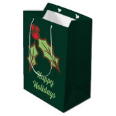 Groene Hulst Kerstcadeautas Medium Cadeauzakje (Achterkant Gekanteld)