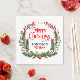 Groene Hulst Krans Kerstkantoorfeest Servet