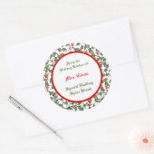 Groene Hulst met Rode Bessen Aangepaste Baksticker Ronde Sticker (Envelop)