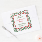 Groene Hulst met Rode Bessen Aangepaste Baksticker Vierkante Sticker (Envelop)
